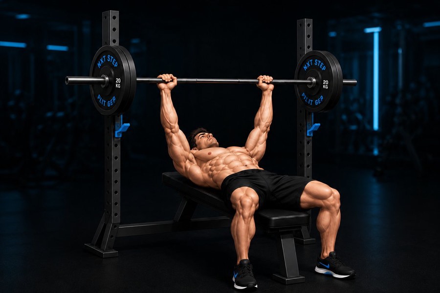 Lifter bench pressing for the Bodybuilding Bulk mode