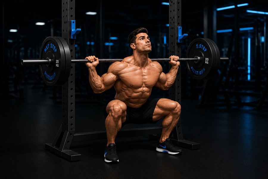 Lifter squatting for the Bodybuilding Cut mode