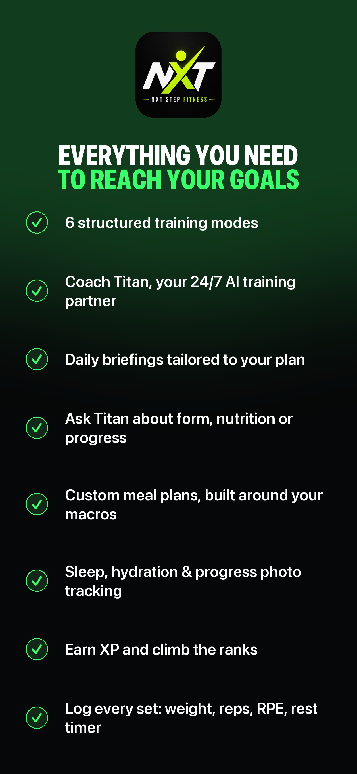 Nxtstep Fitness Build My Plan meal plan questionnaire screen